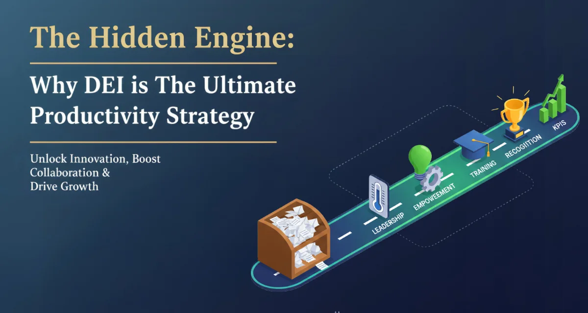 Infographic showing the Ensconce framework for DEI as a productivity and business execution engin